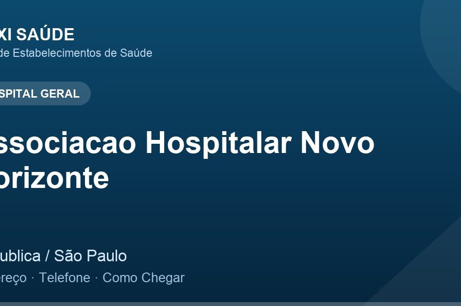 Associacao Hospitalar Novo Horizonte – Endereço, Telefone e Como Chegar