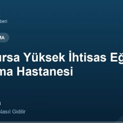 SBÜ Bursa Yüksek İhtisas Eğitim ve Araştırma Hastanesi adres ve telefon